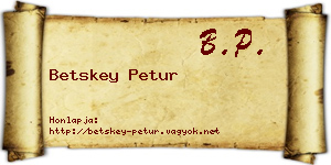 Betskey Petur névjegykártya